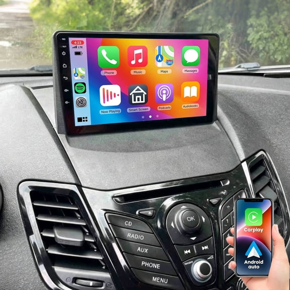Dexico 4+64G Android Car Stereo for Ford Fiesta 2013-2017 with Wireless Carplay Android Auto, 9" Touchscreen Car Radio with GPS Bluetooth 5G-WiFi FM/RDS DSP SWC Backup Camera