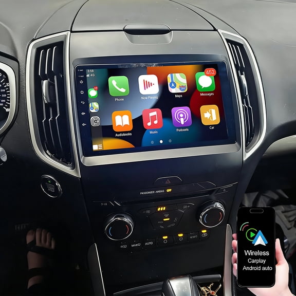 Dexico 4+64GB Car Radio for Ford Edge 2015-2018 with Wireless Carplay Android Auto, 9" Touchscreen Android Car Stereo Support WiFi GPS Navigation WiFi FM/RDS AHD Rear Camera