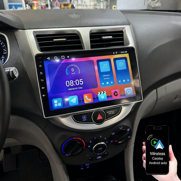 Dexico 4G+64G Android 15 Car Stereo for Hyundai Accent 2012-2017 with Wireless Carplay Android Auto, 9" Touchscreen Car Radio with GPS Navigation WiFi Bluetooth FM/RDS Backup Camera