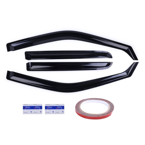 Dexico 4Pcs Wind Deflectors for Ford F150 F-150 Crew Cab 2015-2022 Tape-on Rain Guards with OE QYD-F150-15-22IC-CC Glossy Black