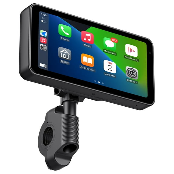 Dexico 6.25in Motorcycle GPS Navigation Screen with Wireless Carplay and Android Auto for Scooter and Moped V4.0 Bluetooth Audio Receiver with 1080P Dash Cam Support Wifi Loop Recording GPS Tracking