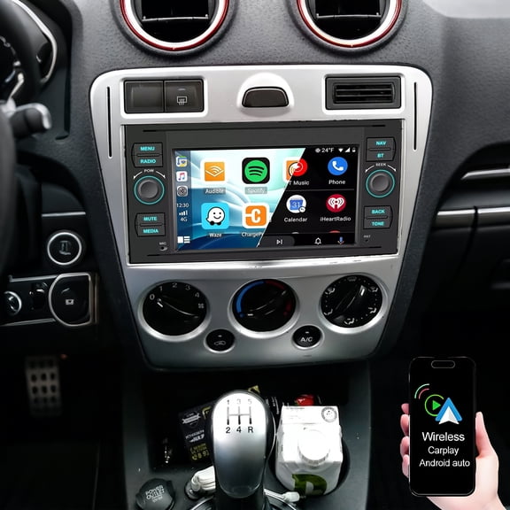 Dexico 7" HD Touch Screen Car Stereo Radio for Ford Transit 2005-2014, 4+64G Double Din Car Audio Receiver with Wireless Carplay Android Auto Bluetooth WiFi FM/RDS AHD Backup Camera