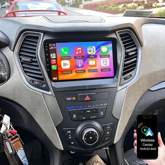 Dexico 9" Android 15 Car Radio Stereo for Hyundai Santa Fe IX45 2013-2018, Touchscreen Car Stereo with Wireless CarPlay & Android Auto WiFi GPS FM RDS SWC Backup Camera, 4+64G
