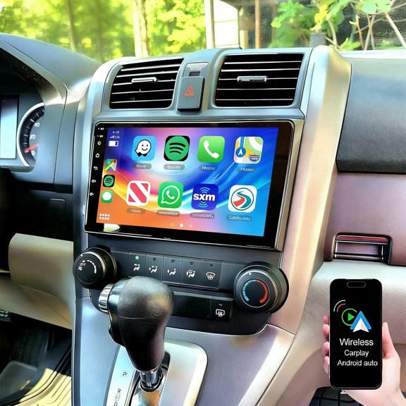Dexico 9in Double Din Car Stereo Radio for Honda CRV 2007-2011, GPS Navigation Head Unit with Wireless Carplay Bluetooth WiFi FM/RDS SWC Mirror Link Backup Camera