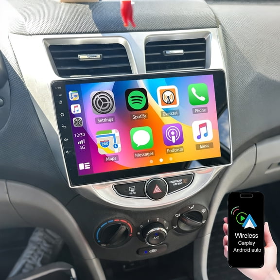 Dexico Android 13 Car Stereo for Hyundai Accent Verna 2011-2019, 9 Inch Touch Screen with Wireless CarPlay Android Auto Mirror Link Bluetooth FM GPS WiFi FM SWC AHD Backup Camera