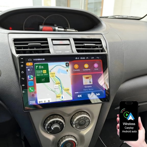 Dexico Android 13 Car Stereo for Toyota Vios 2007-2012, 9" Touchscreen Car Radio with Wireless CarPlay Android Auto GPS Mirror Link WiFi Bluetooth SWC FM/RDS Backup Camera