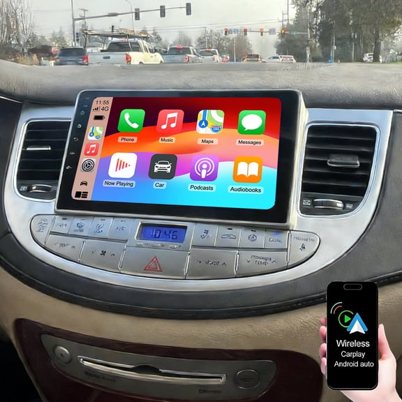 Dexico Android 13 Radio for Hyundai Genesis Sedan 2009-2014, 9 inch IPS Touch Screen Car Stereo with Wireless Carplay Android Auto Bluetooth GPS Navigation FM RDS WiFi SWC AHD Backup Camera