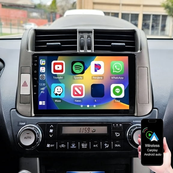 Dexico Android 14 Double Din Car Stereo Radio for Toyota Prado 150 2009-2013, 2G+32G 7" Touchscreen with Wireless Carplay Android Auto GPS WiFi Bluetooth RDS DSP SWC Mirrorlink AHD Backup Camera
