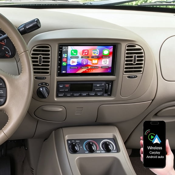 Dexico Android 15 Car Radio for Ford Expedition 1998-2005 with Wireless Carplay Android Auto, 7 Inch HD Touchscreen with WiFi GPS Bluetooth Mirror Link FM/RDS EQ SWC Backup Camera