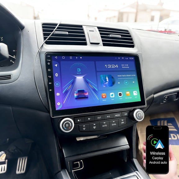 Dexico Android 15 Car Stereo for Honda Accord 7th 2003-2007 with Wireless Carplay Android Auto, 10 inch Touchscreen Car Radio Support Bluetooth WiFi GPS Navigation FM/RDS DSP Backup Camera