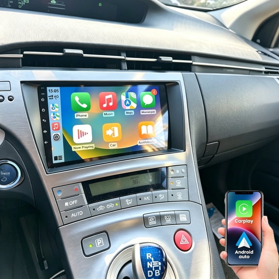 Dexico Android 15 Car Stereo Radio for Toyota Prius 2010-2015 with Wireless Carplay Android Auto, 9 Inch Touchscreen Head Unit Support Bluetooth WiFi GPS SWC RCA Back Camera