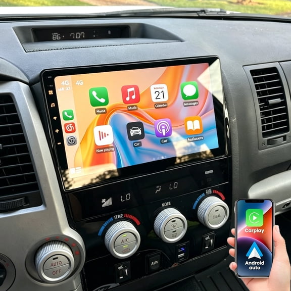 Dexico Android 15 Car Stereo for Toyota Tundra 2007-2013, Sequoia 2008-2018 with Wireless CarPlay Android Auto, 4G+64G 10.1 Inch Car Radio with GPS Navigation WiFi SWC Bluetooth FM/RDS Backup Camera