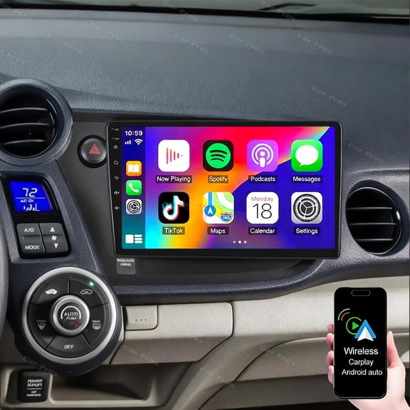 Dexico Android 15 Double Din Car Stereo for Honda Insight 2009-2014, 2+64G Radio with Wireless CarPlay Android Auto 9" Touchscreen Bluetooth Mirror Link WiFi FM GPS RDS SWC Backup Camera
