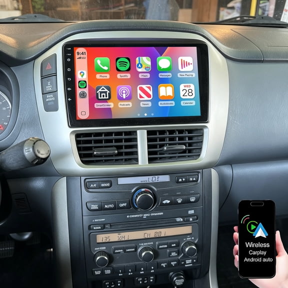 Dexico Android 15 Double Din Car Stereo Radio for Honda Pilot 2006-2008, 4G+64G 9" Touchscreen with Wireless Carplay Android Auto GPS WiFi Bluetooth RDS DSP SWC Mirrorlink Backup Camera