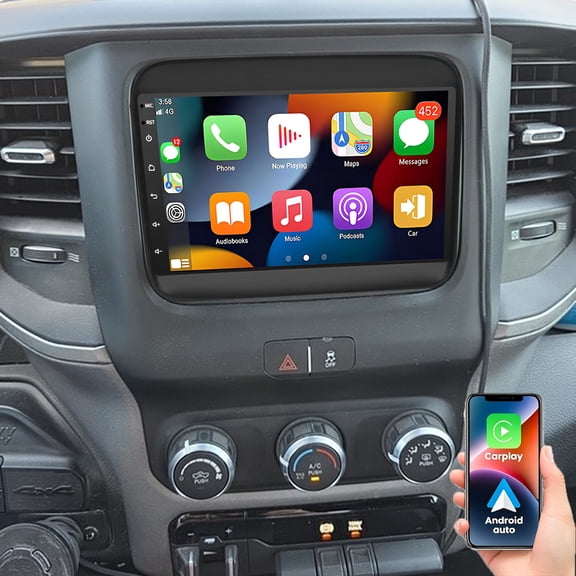 Dexico Android Car Radio Stereo for Dodge Ram 2013 2014 2015 2016 2017 2018 with Wireless CarPlay Android Auto, 7" IPS Touchscreen with Bluetooth WiFi GPS Navigation FM/RDS Mirror Link Backup Camera