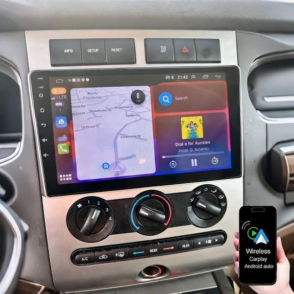 Dexico Android Car Stereo for Ford Expedition 2007-2014 with Wireless Carplay Android Auto,9 Inch Touch Screen Car Radio with Mirror Link Bluetooth FM/RDS Radio WiFi GPS EQ SWC Backup Camera