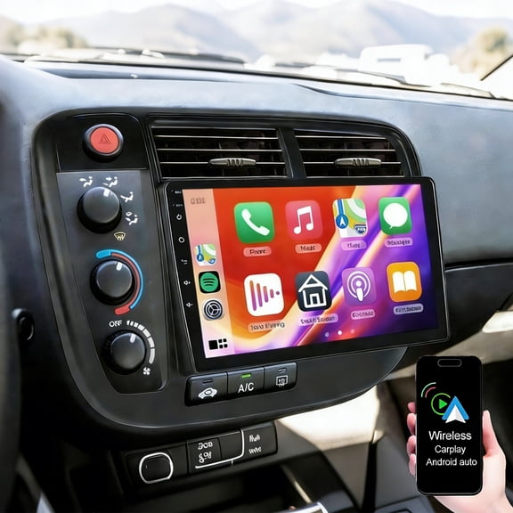 Dexico Car Radio for Honda Civic 2000-2005, 9" HD Touchscreen Stereo Replacement with Wireless Carplay Android Auto WiFi GPS Bluetooth FM/RDS SWC Mirror Link Backup Camera