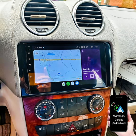 Dexico Car Radio for Mercedes-Benz ML GL 2005-2011 Stereo with Wireless CarPlay Android Auto, 9 Inch Touchscreen Support Bluetooth WiFi GPS Navi FM/RDS SWC Mirror Link Split Screen AHD Backup Camera