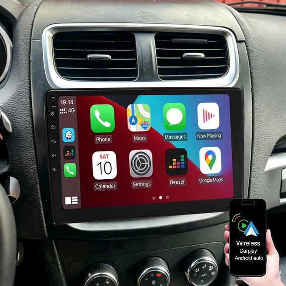 Dexico Car Radio Stereo for Dodge Avenger 2008-2014,10 inch Touch Screen Head Unit with Wireless Carplay Android Auto GPS Bluetooth SWC FM/RDS Mirror Link Backup Camera