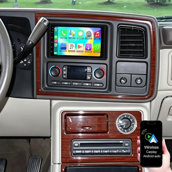 Dexico 2G+32G Car Radio Stereo Radio for Cadillac Escalade 2003-2006 with Wireless CarPlay Android Auto, Android 13 Head Unit with 7" Touch Screen GPS WiFi Bluetooth FM/RDS AHD Backup