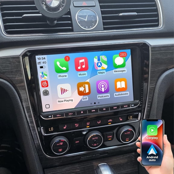 Dexico Car Radio Stereo for Volkswagen Golf(MK5/MK6) Jetta/SEAT Skoda 2003-2013 with Wireless Carplay Android Auto, 9 Inch Car Player with Mirror Link Bluetooth FM/RDS WiFi GPS DSP SWC Backup Camera