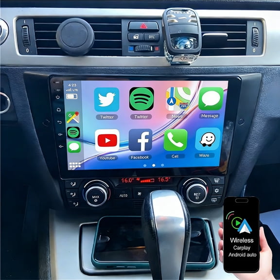 Dexico Car Stereo for BMW 3 Series E90/E91 2005-2011, 9 Inch Car Radio Support Wireless CarPlay Android Auto GPS Navi IPS FM RDS Bluetooth WiFi SWC Mirror Link 4G RAM 64G ROM