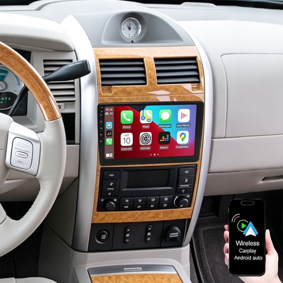 Dexico Car Stereo Radio for Chrysler Aspen 2008-2009 with 10 Inch IPS HD Touch Screen/WiFi/Wireless CarPlay Android Auto/GPS FM/SWC Bluetooth AHD Backup Camera