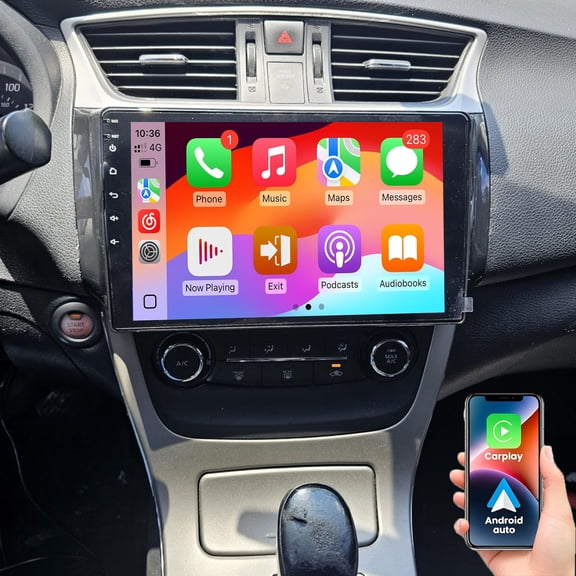 Dexico Car Stereo Radio for Nissan Sentra 2013-2018 with Wireless Carplay Android Auto, 10 Inch Touch Screen Car Stereo Support GPS Navigation Bluetooth WiFi FM/RDS SWC+Backup Camera