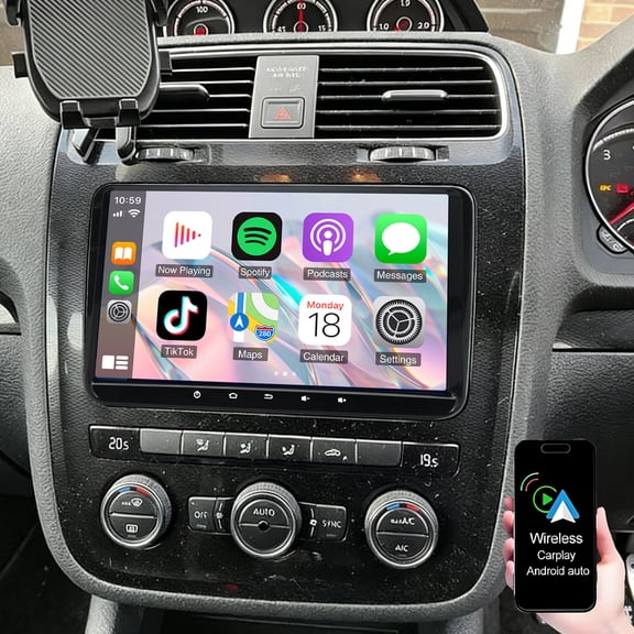 Dexico Car Stereo for VW Golf Jetta Passat Tiguan Skoda CC Caddy 2003-2015 Wireless Carplay Android Auto, 9" IPS Touchscreen Bluetooth Car Radio Support GPS Navigation FM/RDS SWC WiFi EQ Rear Camera