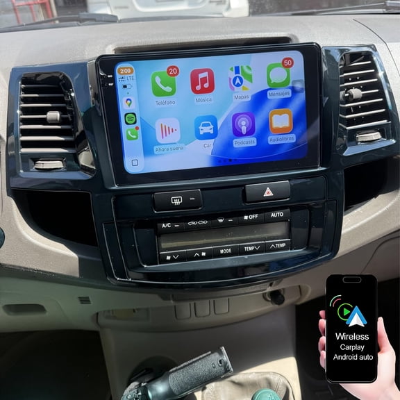 Dexico WiFi 2G+32G Car Radio for Toyota Hilux 2005-2014, 9 Inch Android 13 Car Stereo with Wireless Carplay Android Auto Bluetooth EQ IPS Touchscreen GPS FM/RDS SWC AHD Backup Camera