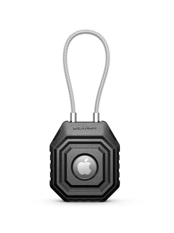 for AirTag Holder Case with Steel Wire Cable, Adventure-Proof Anti-Lost Locking Protective Cover for Apple AirTag GPS Tracker Cases Item Finder Accessories, Black