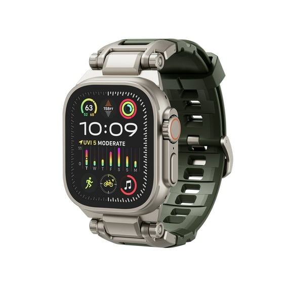 Dexnor Band Compatible with Apple Watch Ultra 2/Ultra 49mm, Apple Watch Series 10 46mm, 9/8/7 45mm, SE2/SE/6/5/4 44mm, 3/2/1 42mm Apple Watch Band Metal Connector to Match Ultra's Titanium Case,Green