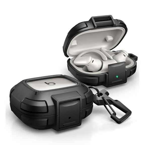 Dexnor for Beats Powerbeats Pro 2 Case with Drop-proof Lock, Shockproof Rugged Bumper Cases Protective Cover with Carabiner & Keyring & Cleaner Kit for Powerbeats Pro 2 (2025), Black