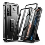 Dexnor Bumper Case for Samsung Galaxy S23 FE (2023), Full-Body Shockproof Rugged Heavy-Duty Protective Cover Dual-layer Protection with 2 Front Frames & Built-in Screen Protector & Kickstand,Black