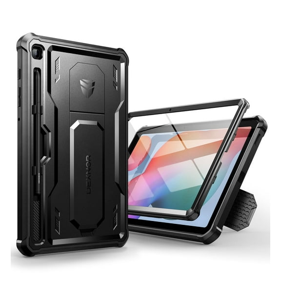 Dexnor Case for Samsung Galaxy Tab S6 Lite 10.4 Inch 2024/2022/2020, [Built in Screen Protector & Kickstand] with Pen Holder Heavy Duty Shockproof Full Body Protective Cover for Tab S6 Lite,Black