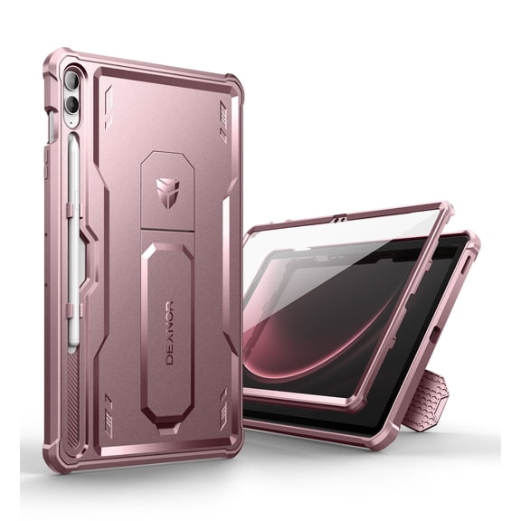 Dexnor Case for Samsung Galaxy Tab S9 FE Plus 12.4 Inch 2023, [Built in Screen Protector & Kickstand] with Pen Holder Heavy Duty Shockproof Full Body Protective Cover for Galaxy Tab S9 FE+ Case,Pink