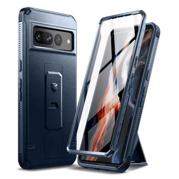 Dexnor Full Body Case for Google Pixel 7 Pro, [Built in Screen Protector and Kickstand] Heavy Duty Military Grade Protection Shockproof Protective Cover for Google Pixel 7 Pro, Blue
