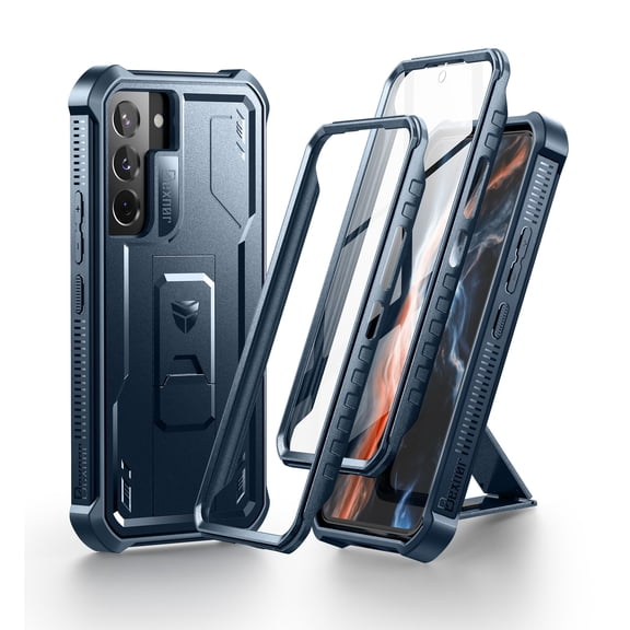 Dexnor Full Body Case for Samsung Galaxy S22 5G/6.1 inches, [Extra Front Frame] Heavy Duty Military Grade Protection Built-in Screen Protector and Kickstand for Galaxy S22 5G,Blue