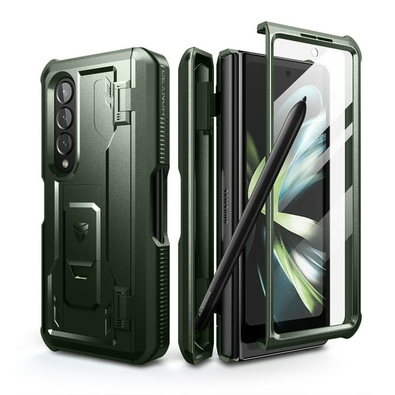 Dexnor Full Body Case for Samsung Galaxy Z Fold 4 5G(2022), Military-Grade Full-Body Shockproof Rugged Bumper Case Cover with Built-in Screen Protector & Kickstand & S Pen Slot, Green