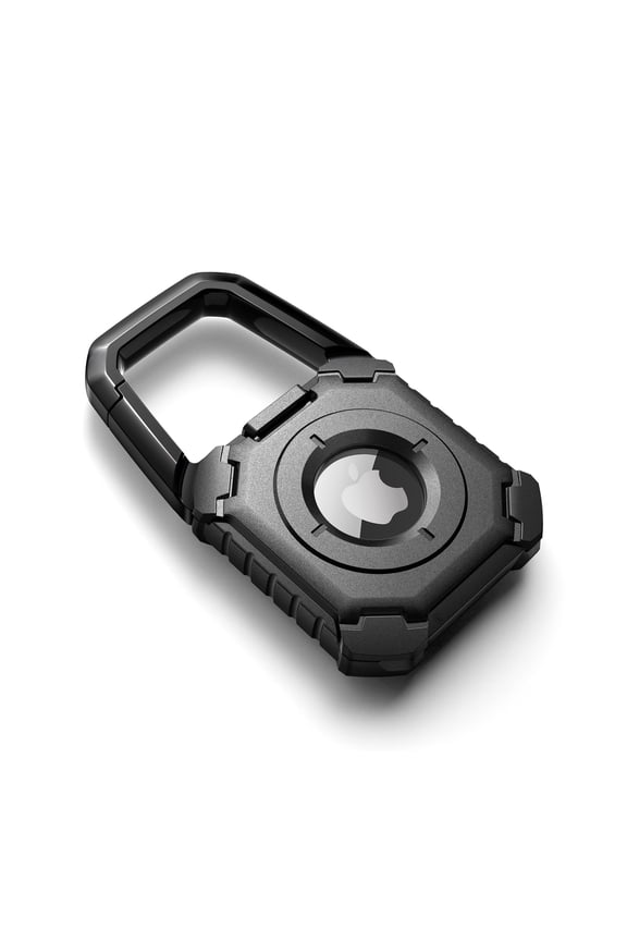 Cases for AirTag Holder Air Tag Case with Carabiner & Locking Design, Shockproof Anti-Scratch TPU Covers Holders with Open Face & Raised Edge for Keys, Pets, Luggage, Black