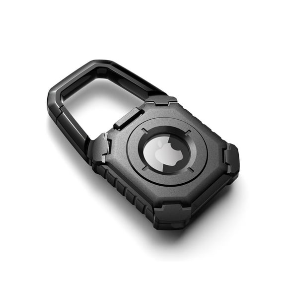 Dexnor Cases for AirTag Holder Air Tag Case with Carabiner & Locking Design, Shockproof Anti-Scratch TPU Covers Holders with Open Face & Raised Edge for Keys, Pets, Luggage, Black