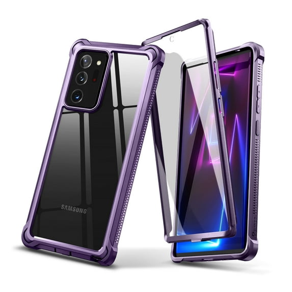 Dexnor for Galaxy Note 20 Ultra Case with Screen Protector Clear 360 Full Body Rugged Protective Shockproof Hard Back Cover Heavy Duty Defender Bumper for Samsung Note 20 Ultra 5G 6.7",Purple