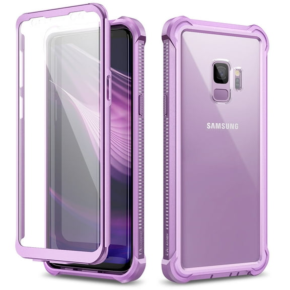 Dexnor Galaxy S9 Case with Screen Protector Clear Military Grade Rugged 360 Full Body Protective Shockproof Hard Back Cover Defender Heavy Duty Bumper Case for Samsung Galaxy S9,Purple