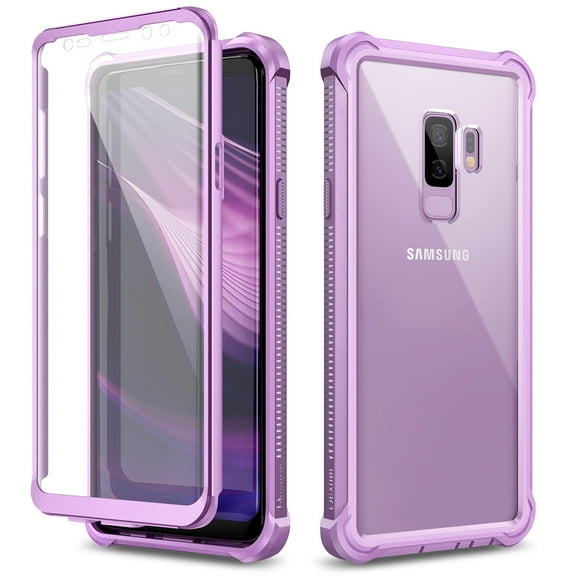 Dexnor Galaxy S9  Plus Case with Screen Protector Clear Military Grade Rugged 360 Full Body Protective Shockproof Hard Back Cover Defender Heavy Duty Bumper Case for Samsung Galaxy S9 Plus,Purple