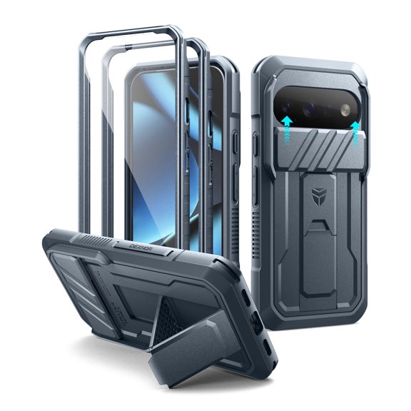 Dexnor for Google Pixel 11/11 Pro Case with Slide Camera Cover & 2 Front Frames & Built-in Screen Protector & Kickstand, Full-Body Shockproof Protective Cover Rugged Bumper Cases, Blue