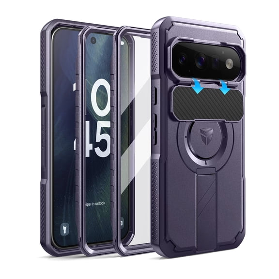Dexnor for Google Pixel 11 Pro XL Case with Camera Cover & Kickstand & Screen Protector & 2 Front Frames, Compatible with MagSafe, Rugged Shockproof Bumper Cases Magnetic Protective Cover,Purple