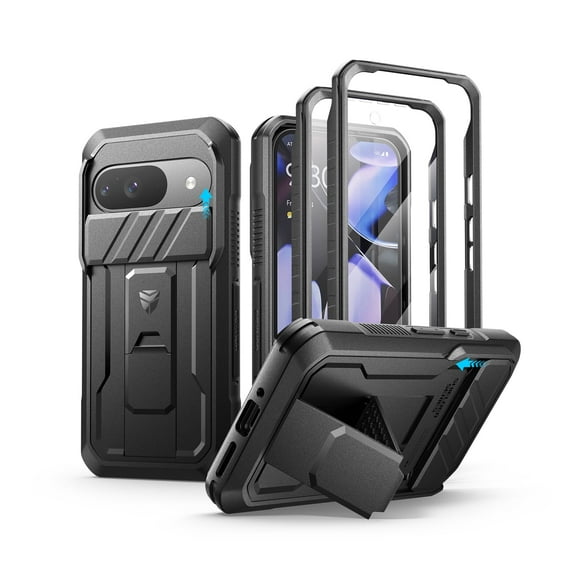 Dexnor for Google Pixel 9 Case with Slide Camera Cover & Built-in Screen Protector & Heavy-Duty Kickstand,Full-Body Protective Cover Rugged Bumper Cases for Pixel 9 2024, Black