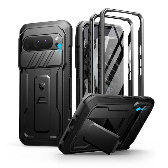 Dexnor for Google Pixel 9 Pro XL Case with Slide Camera Cover & Built-in Screen Protector & Heavy-Duty Kickstand,Full-Body Protective Cover Rugged Bumper Cases for Pixel 9 Pro XL 2024, Black