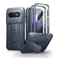 thumbnail image 1 of Dexnor for Google Pixel 9A Case with Slide Camera Cover & 2 Front Frames & Built-in Screen Protector & Heavy-duty Kickstand, Full-body Shockproof Protective Cover Rugged Bumper for Pixel 9A, Blue, 1 of 7