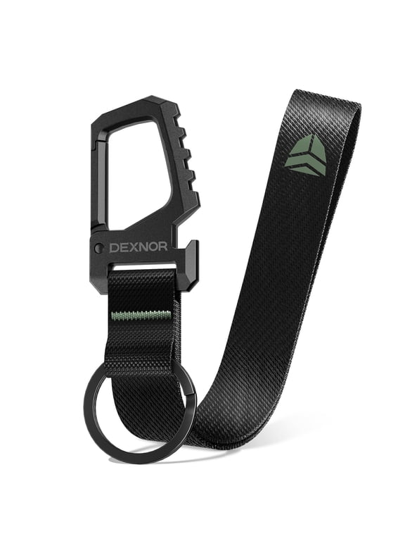 Heavy Duty Carabiner Lanyard Keychain Strap for Keys and Everyday Carry Items, Bottle Opener Carabiner Clip Key Chain Keyring with Wrist Lanyard for Car Key Fob Organizer,Black